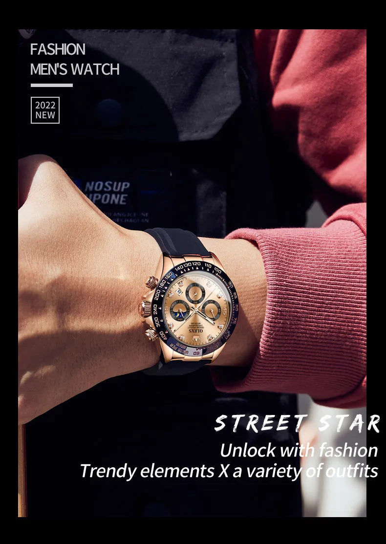 OLEVS Luxury Brand Quartz Watch for Men Waterproof Luminous Moon Phase Hour Men's Watch Chronograph Sport Wristwatch Moonswatch