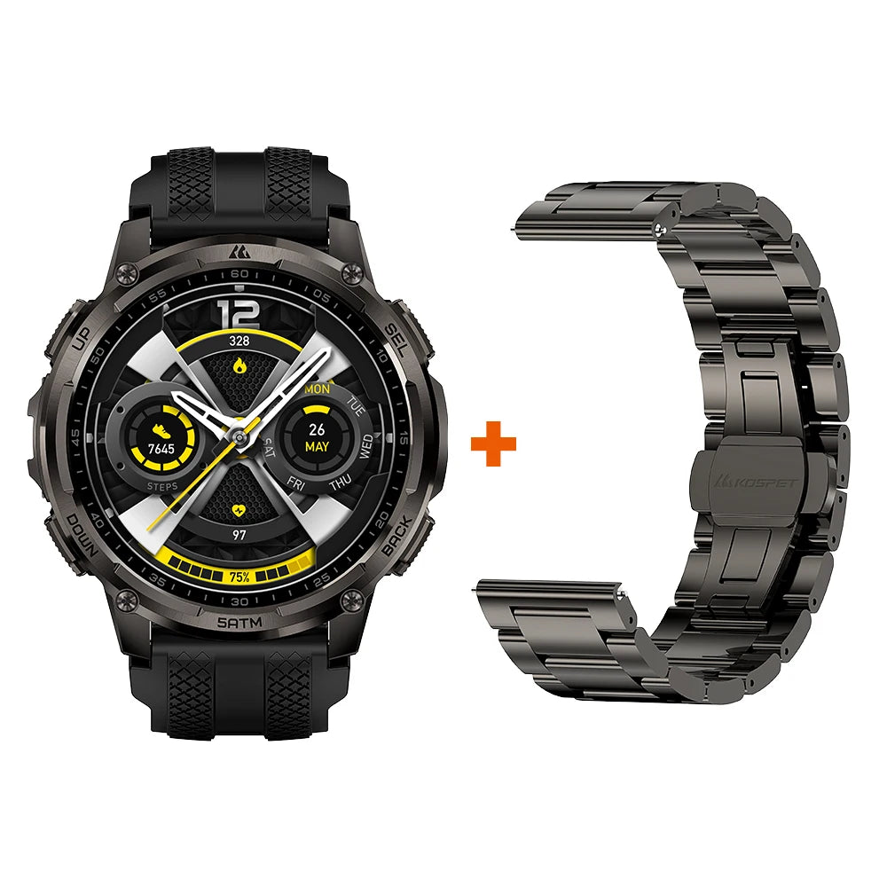 KOSPET TANK T4C Men's Outdoor Watch Rugged GPS  50M Waterproof Military Spec with Integrated Flashlight and Activity Tracking