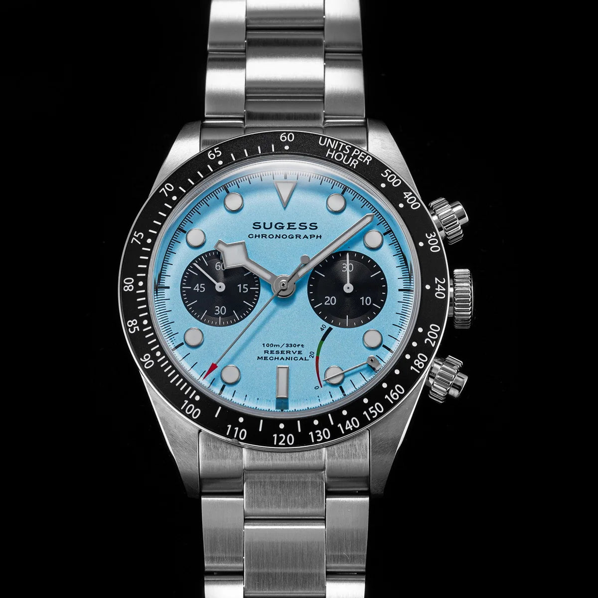 Sugess Chronograph Men Watch Original ST1907 Swanneck Pilot Mechanical Wristwatches Domed Sapphire Crystal Dopamine S457 2025new