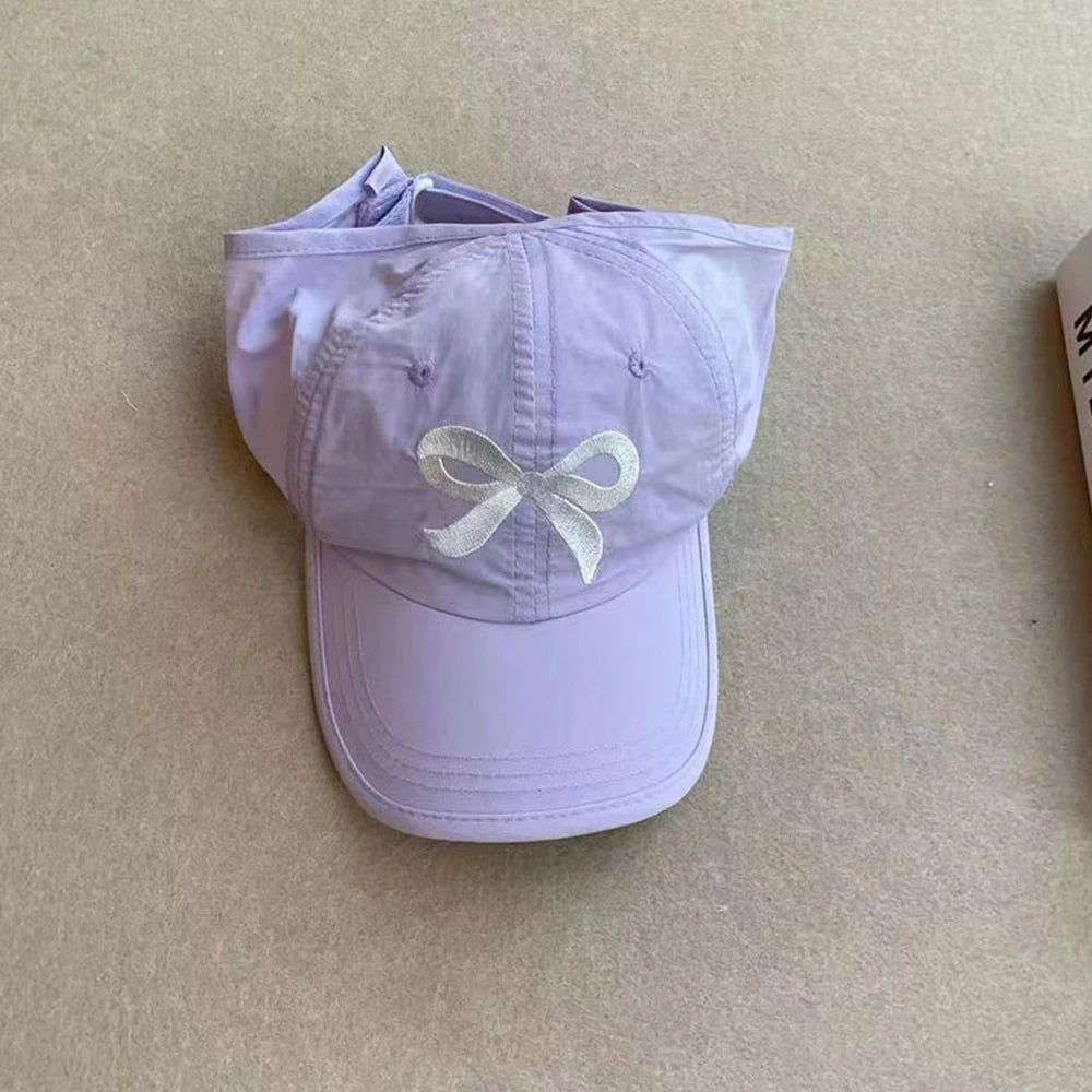 Bows Children Baseball Caps Hollow Empty Top High Ponytail Caps Adjustable Kids summer Sun Hats Boys Girls Hip hop Baseball Hat