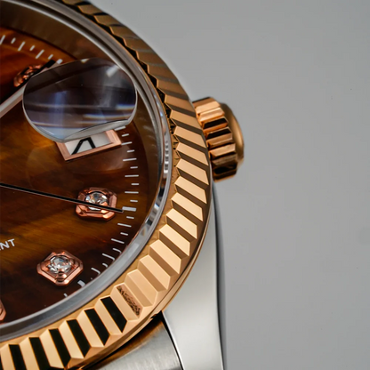 Eniton 36mm Men's Mechanical Watch with Stainless Steel Peacock Stone Tiger Eye Dial And NH35 Movement