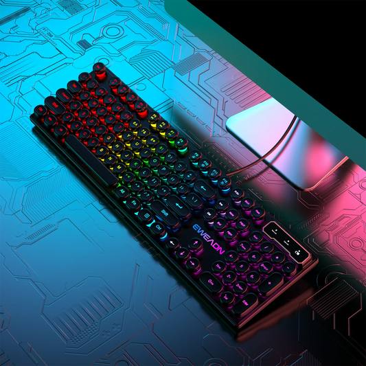 EWEADN GX330 Gaming Keyboard Wired, LED Backlit, Office silent keyboard full size, Ergonomic , Gaming, office, Windows/Laptop/PC