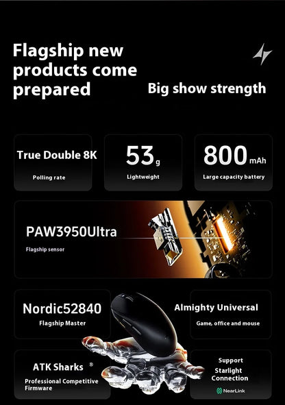 Безжична геймърска мишка ATK A9 Plus A9/A9 SE/A9 Pro Tri Mode 8K, лека A9 Ultimate E-sports, PC подарък, персонализирана