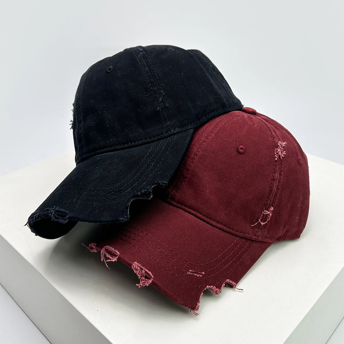 New Unisex Notch Solid Personal Baseball Hats Breathable Broken Style Sunshade Casual Peaked Caps Versatile Distress Fashion ins