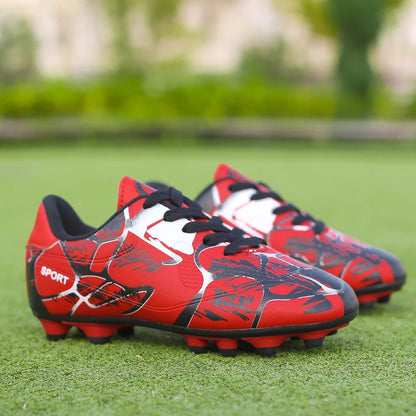 Chaussures de football pour jeunes enfants AG, crampons pour terrain ferme, lacets, antidérapantes, pour garçons et filles, chaussures de football pour adolescents, chaussures d'entraînement professionnelles.