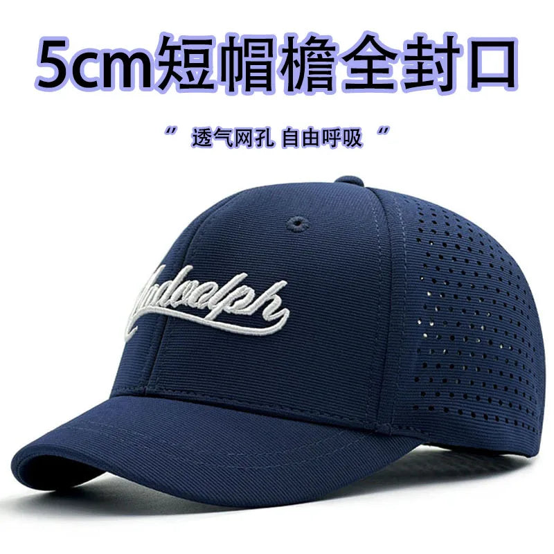 Brand Oohmy 5cm Short Brim Baseball Caps Big Head and Small Head for Men Women Mesh Back Trucker Hat Short BillQuick Dry