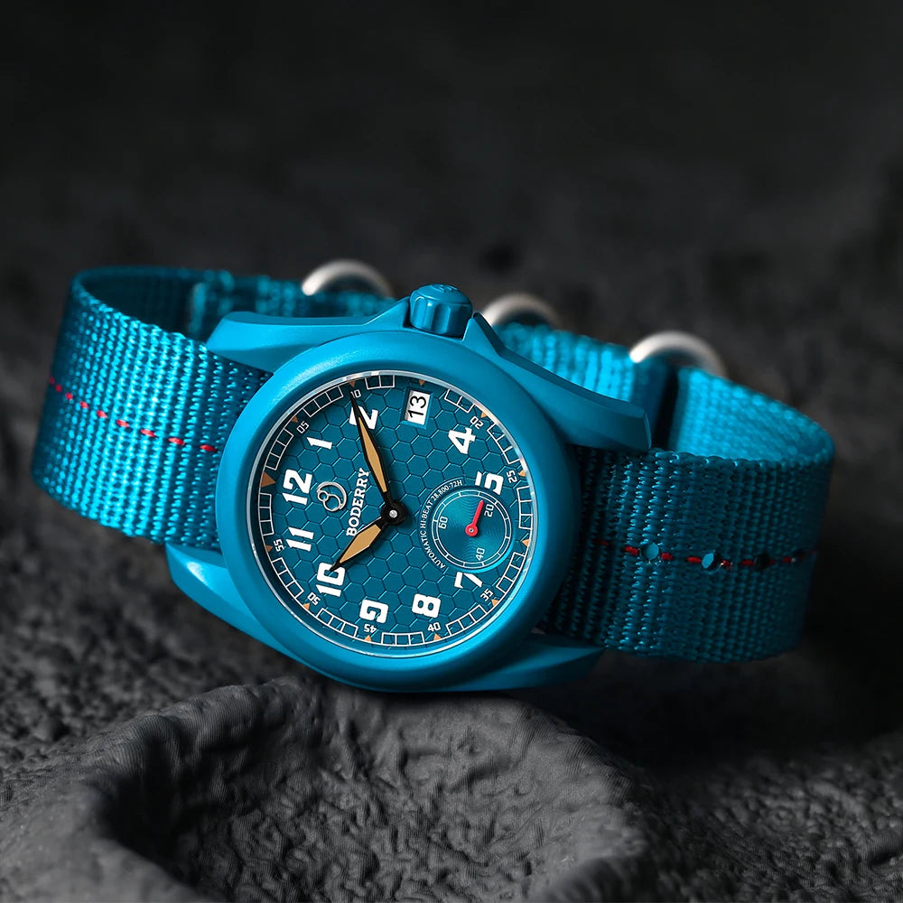 BODERRY Men's Field Watches Titanium Automatic Top Brand Wristwatch 100M Waterproof Clock Military Watch for Men