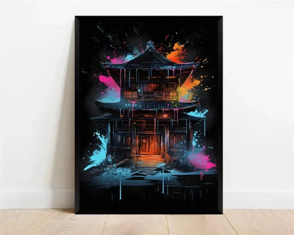 Póster Néon de Personagem de Videojogo com Gamepad, Auscultadores, Futebol e Basquetebol em Tela — Arte de Parede para Decoração de Quarto Gaming