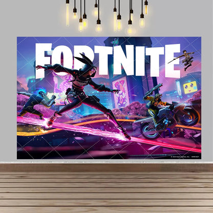 Backdrop F-fortniteds para Festa de Aniversário de Rapaz, Faixa Decorativa Infantil, Decoração de Mesa de Bolo de Aniversário, Acessórios para Festa, Adereços Fotográficos e Presente