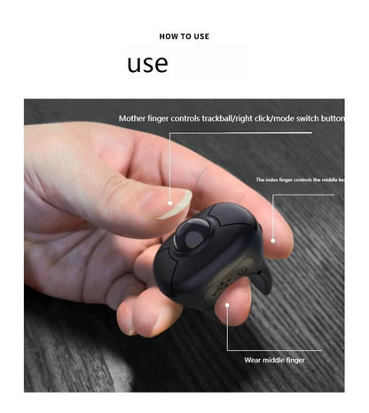 New Trackball Finger Ring Mouse 2.4G+Bluetooth Wireless Remote Control Mice For Short Video/PPT Speech/In-Vehicle Display Screen