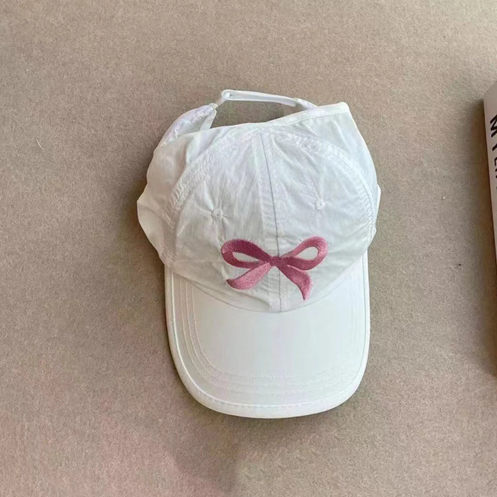 Bows Children Baseball Caps Hollow Empty Top High Ponytail Caps Adjustable Kids summer Sun Hats Boys Girls Hip hop Baseball Hat