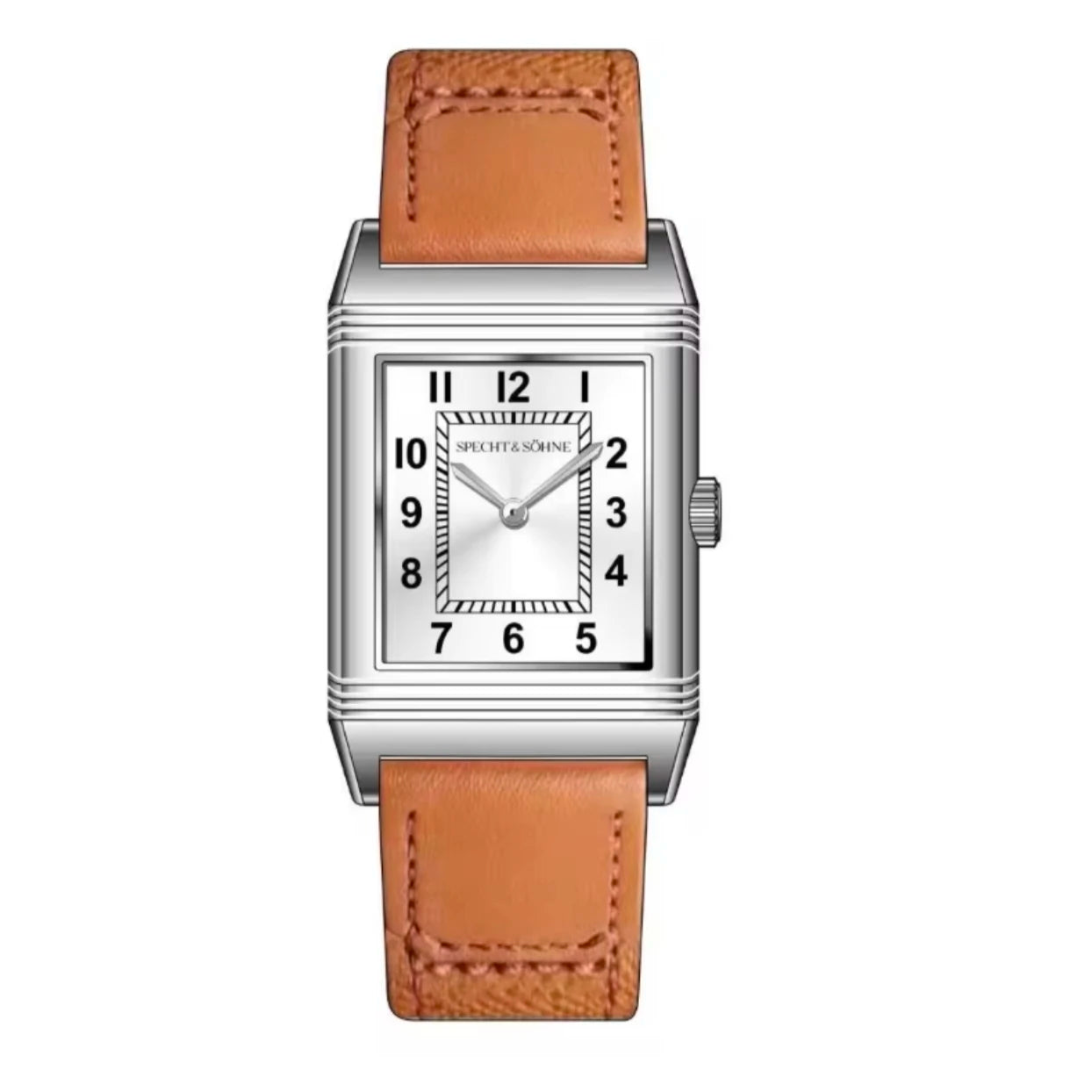 Specht&Söhne Reversible Square Watch Ronda Quartz Movt Stainless Steel Case Sapphire Crystal Flip Design Mens Fashion Wristwatch