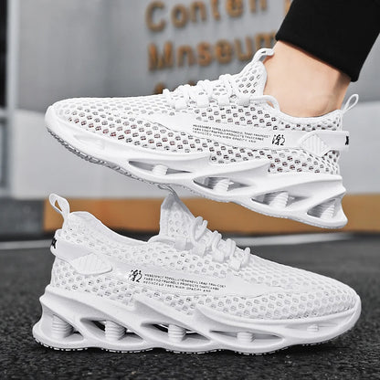 2025 New Summer Sneakers Men Mesh Breathable Running Tennis Shoes Outdoor Sports Tenis Masculino White Casual Walking Shoes size