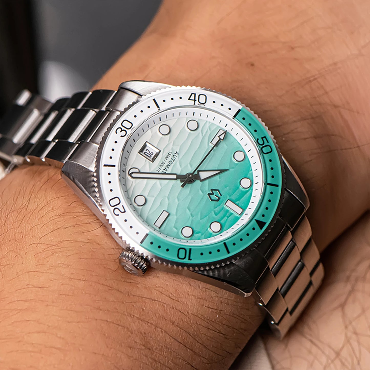 40mm Diver Watch Texture Men's Watches Automatic Mechanical Sapphire Waterproof 150 Meters Luminous Comes With Rubber Strap