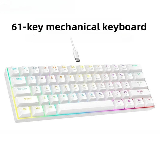 60% mechanical keyboard 61 key wired luminous gaming keyboards Gamer teclado para computadora pc ergonomic black white key board