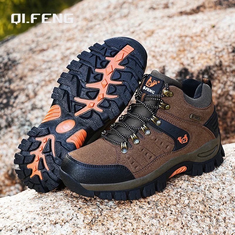 Scarpe da trekking outdoor autunno-inverno da uomo, scarpe da escursionismo impermeabili, scarponi da montagna, in vera pelle, scarpe da caccia nei boschi, scarpe tattiche