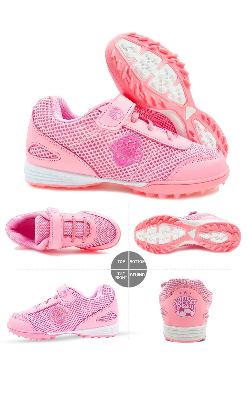 Chuteiras de futebol para criança menino/menina Tf com fecho de velcro, sem pitões, para lacrosse, iniciantes em críquete e basebol