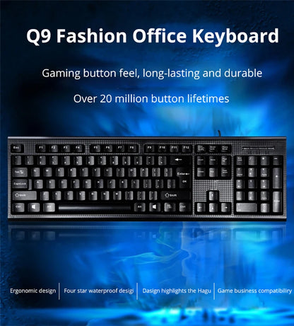 Teclado individual Q9 USB de porta quadrada, para escritório, empresa e casa, PS2 de entrada redonda, com fios, para computador de secretária