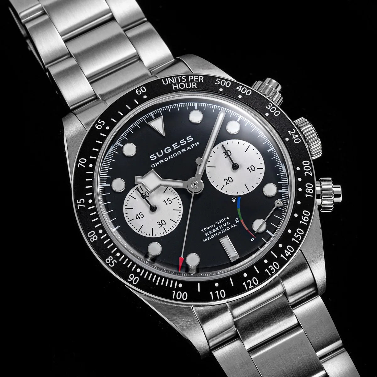 Sugess Chronograph Men Watch Original ST1907 Swanneck Pilot Mechanical Wristwatches Domed Sapphire Crystal Dopamine S457 2025new