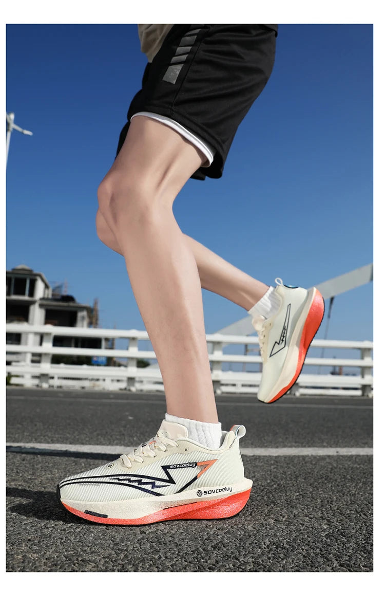 Sapatilhas de corrida com placa de carbono, especialidade maratona, para homem e mulher, desportivas, respiráveis, leves, confortáveis, atléticas e antiderrapantes