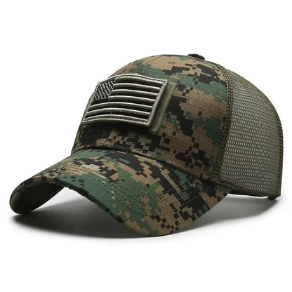American Flag Camouflage Sticker Embroidered Baseball Cap Net Hat Men Outdoor Velcro Cap