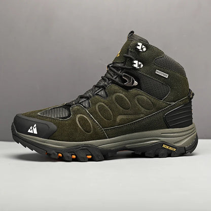 Botas de caminhada de cano alto HIKEUP para homem, calçado de inverno para exterior, com atacadores, antiderrapantes, desportivas casuais para trekking, impermeáveis, em camurça