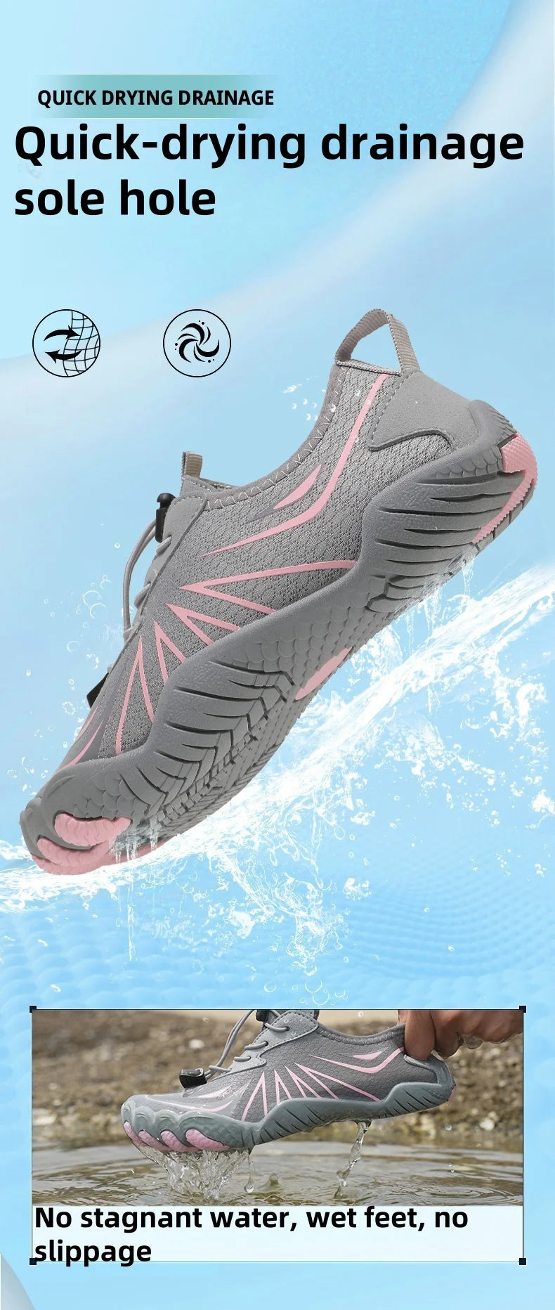 quick-drying non-slip water shoes for men and women couples, can be used for outdoor beach and indoor fitness