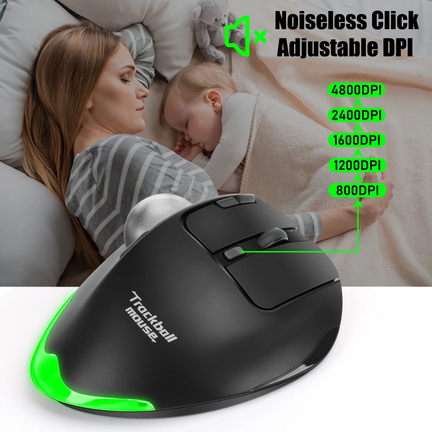 Lefon F33/F26C/F35B Trackball Mouse/ Bluetooth Ergonomic Mouse 2.4G Wireless Rechargeable Rollerball Mice for PC Office Drawing