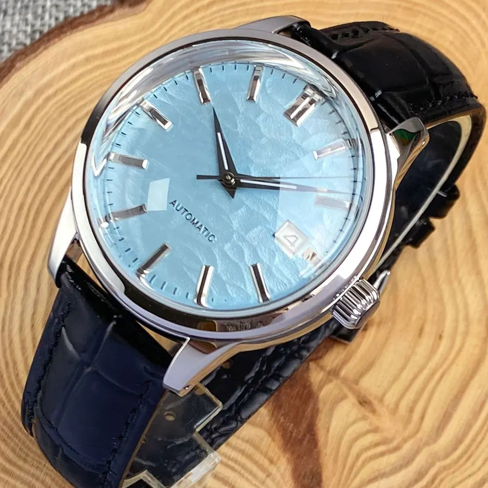 Tandorio 40mm Japanese NH35 Automatic 200M Diving Watch Men Beige Dial Bubble Sapphire Polished Case Glass Back Screw Crown