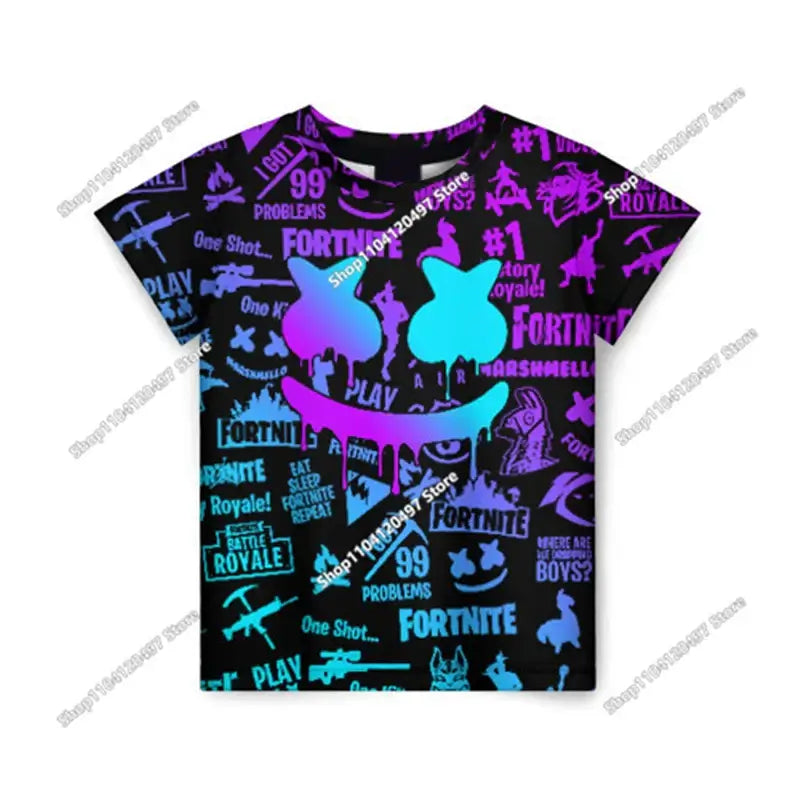 Battle Royale 3D Fortnite T-shirt Tees Men and Women Boys Girls Victory Cartoon Tops Teen Clothes Kids Hero Game Tees Tops