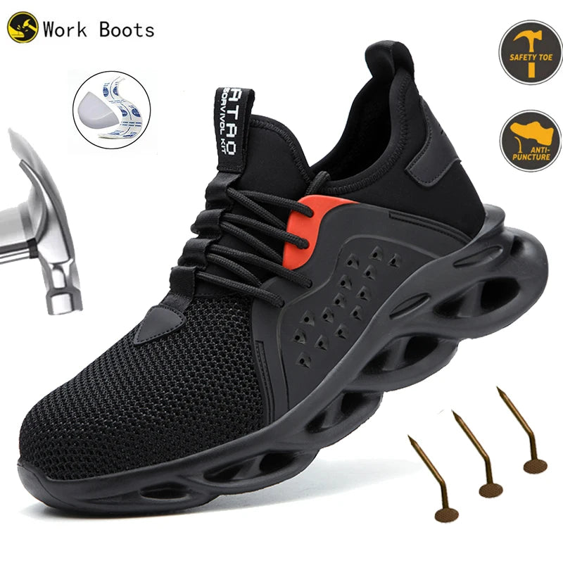 Chaussures de sécurité de travail pour hommes, baskets de travail légères et indestructibles, chaussures de sécurité à bout en acier, bottes de protection de sécurité, chaussures de toiture