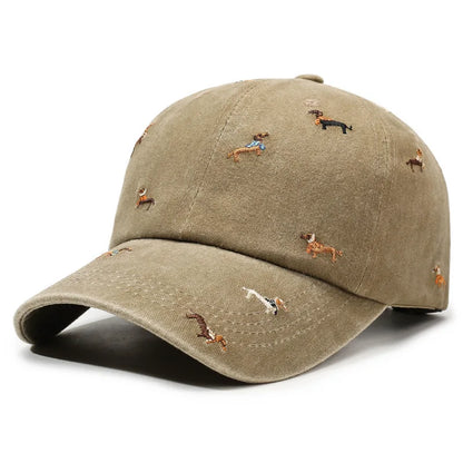 New puppy retro spring and autumn fashion washed Auteng soft top baseball cap, street worn new duckbill hat with embroidery