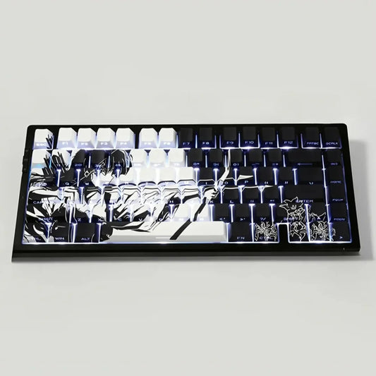 Anime Platycodon Cherry Key Cap Set PBT 130 Key Side Engraved Light Transmission for 60/84/98/108 Mechanical Keyboard ISO