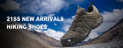HIKEUP Zapatillas de senderismo para hombre de cuatro estaciones, calzado deportivo de exterior en cuero genuino resistente al desgaste, zapatos de escalada con suela de goma para trekking
