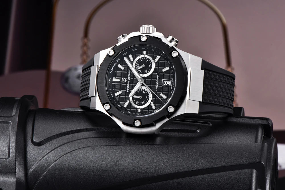 Кварцови часовници за мъже PAGANI DESIGN – луксозен спортен хронограф, водоустойчив, със светещи стрелки и сапфирно стъкло с антирефлекторно покритие