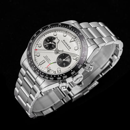 Sugess Chronograph Men Watch Original ST1907 Swanneck Pilot Mechanical Wristwatches Domed Sapphire Crystal Dopamine S457 2025new