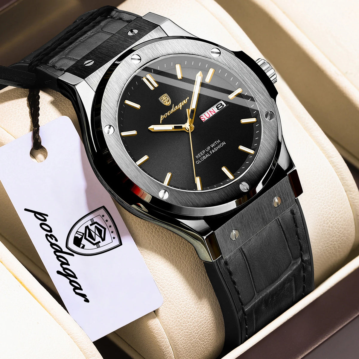 Relógio para homem POEDAGAR – Modelo original, estilo profissional, à prova de água, bracelete em silicone, indicação da data e do dia, movimento de quartzo, relógio de luxo na moda.