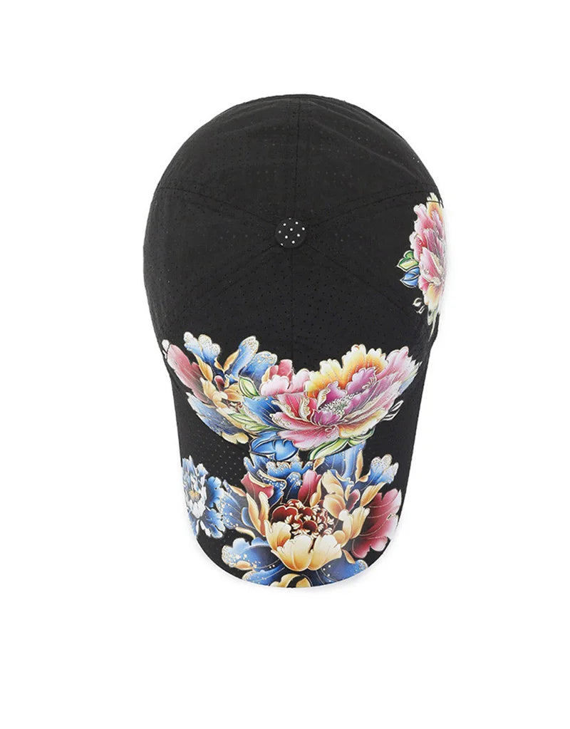 Spring/Summer Quick Drying Baseball Cap Men's And Women's Outdoor Beach Camping Sun Hat Printed Chinese Style Flower Sun HatB149