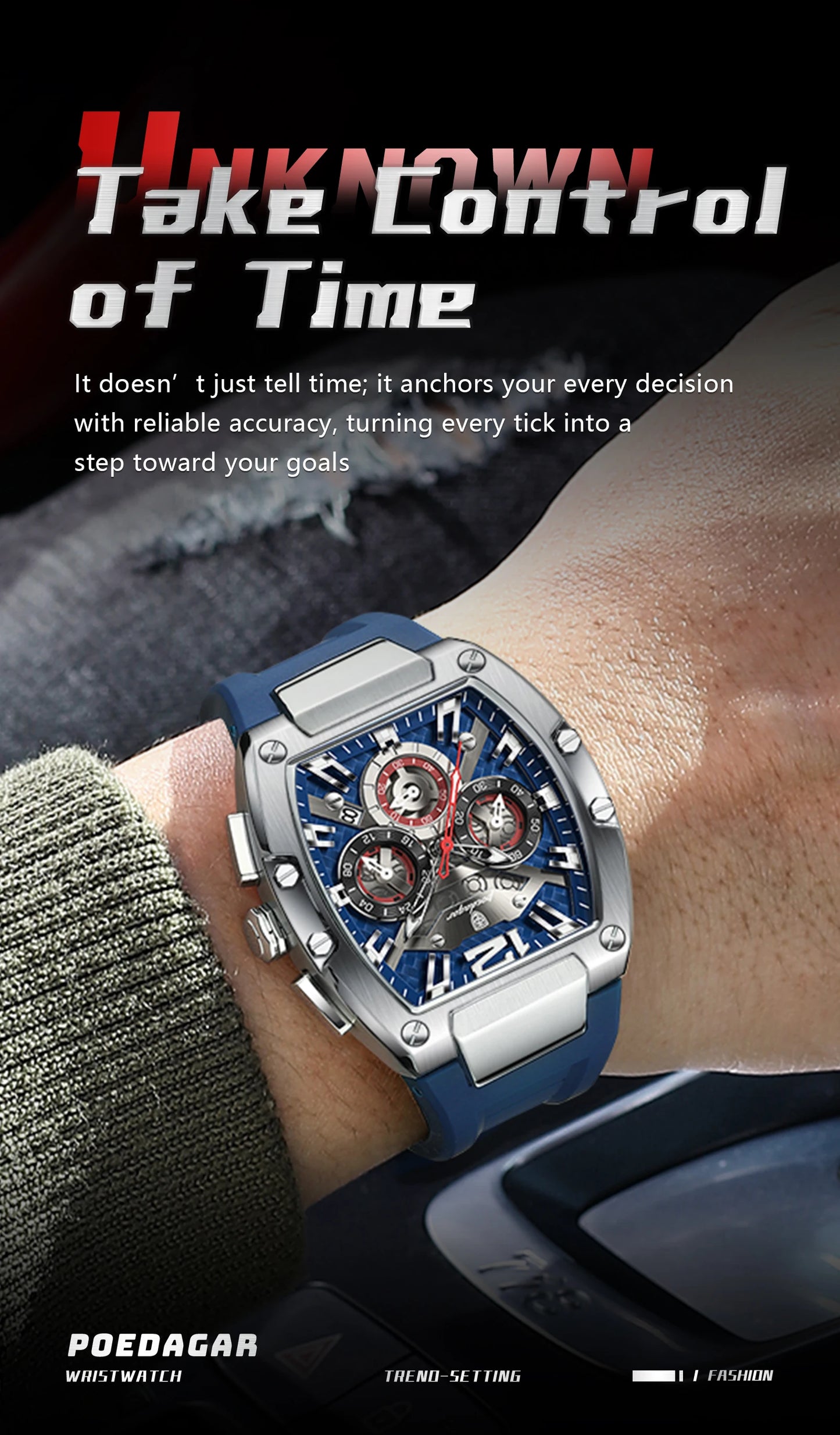 POEDAGAR Fashion Brand Men's Watch Luminous Waterproof Date Sports Male Watch Chronograph Silicone Quartz Watches For Man Reloj