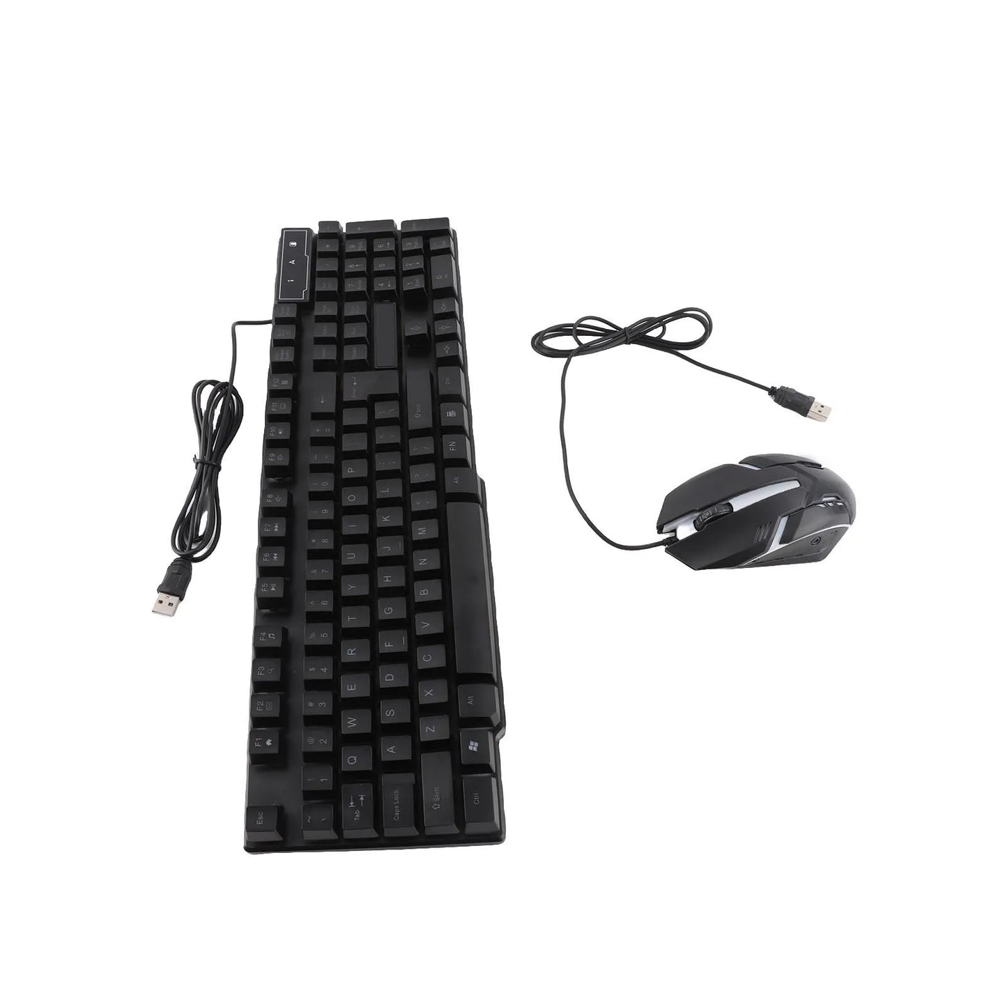 Combo gaming de teclado y ratón de 4 piezas, teclado ergonómico de 104 teclas, ratón con luz de respiración de 4 colores, auriculares y alfombrilla antideslizante para ratón