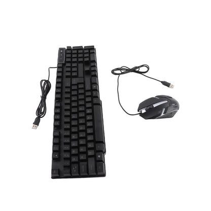 Combo gaming de teclado y ratón de 4 piezas, teclado ergonómico de 104 teclas, ratón con luz de respiración de 4 colores, auriculares y alfombrilla antideslizante para ratón