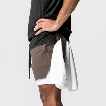 Dragon Ball Men's Double-layer Shorts Son Goku Summer Japanese Anime Fake Two-piece Sports Fitness Quick-drying Shorts, produit gaming premium Fraquane