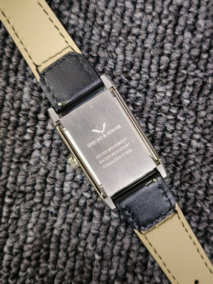 Specht&Söhne Reversible Square Watch Ronda Quartz Movt Stainless Steel Case Sapphire Crystal Flip Design Mens Fashion Wristwatch