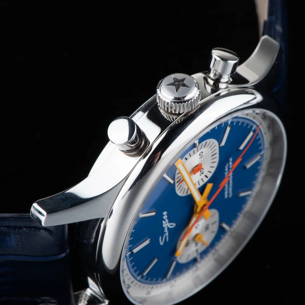 Sugess ST1901 Man Watch Mechanical Chronograph Origin Movement Swanneck Wristwatch Official Pilot Sappire Crystal Military Limit