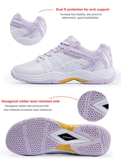Buty do badmintona Kawasaki – profesjonalne, antytorsyjne damskie buty do tenisa stołowego, trampki K-065D – buty sportowe dla kobiet