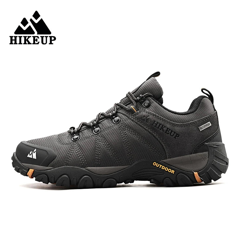 HIKEUP Zapatillas de senderismo para hombre de cuatro estaciones, calzado deportivo de exterior en cuero genuino resistente al desgaste, zapatos de escalada con suela de goma para trekking