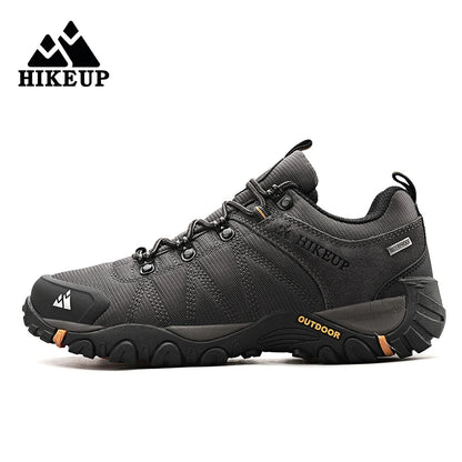 HIKEUP Zapatillas de senderismo para hombre de cuatro estaciones, calzado deportivo de exterior en cuero genuino resistente al desgaste, zapatos de escalada con suela de goma para trekking
