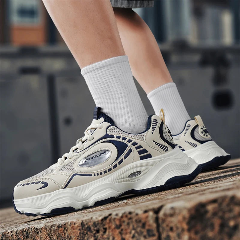 Herren-Sportschuhe – Neu, aus Mesh, atmungsaktiv, mit dicker Sohle, höhenverstellend, strapazierfähig, für den täglichen Weg zur Arbeit, vielseitig einsetzbare Freizeit-Sneaker