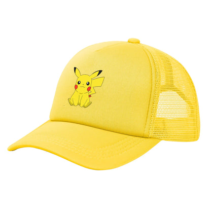 Pikachu Pokemoned  Anime Trucker Hats Unisex  Hats Trucker Hat Racing Cap Adjustable Polyester Mesh Baseball Caps Summer