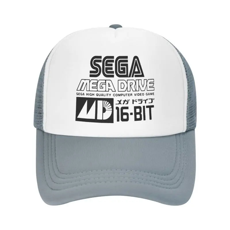 Gorra de béisbol de malla Sega Mega Drive unisex, estilo hip-hop, snapback, transpirable para verano, con visera solar, tipo trucker y ajuste regulable